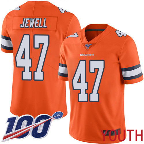 Youth Denver Broncos #47 Josey Jewell Limited Orange Rush Vapor Untouchable 100th Season Football NFL Jersey